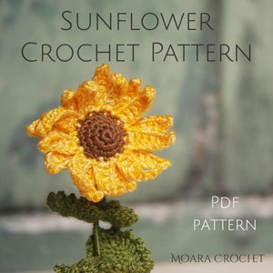 Häkelanleitung Sonnenblume - Schritt für Schritt Häkelanleitung für Blumen und Blätter | Foto-Tutorial.