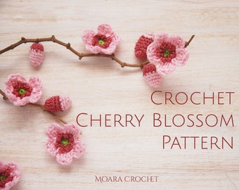 Crochet Cherry Blossom Pattern - Easy step by step crochet flower pattern with photos.