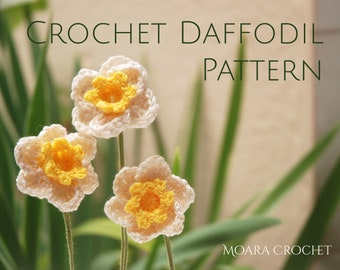 Patrón de narciso de crochet: patrón de flor de crochet escrito paso a paso con muchas fotos.