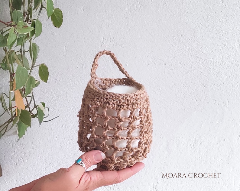 Crochet Hanging Basket PDF Pattern in two sizes step by step written photo tutorial image 3