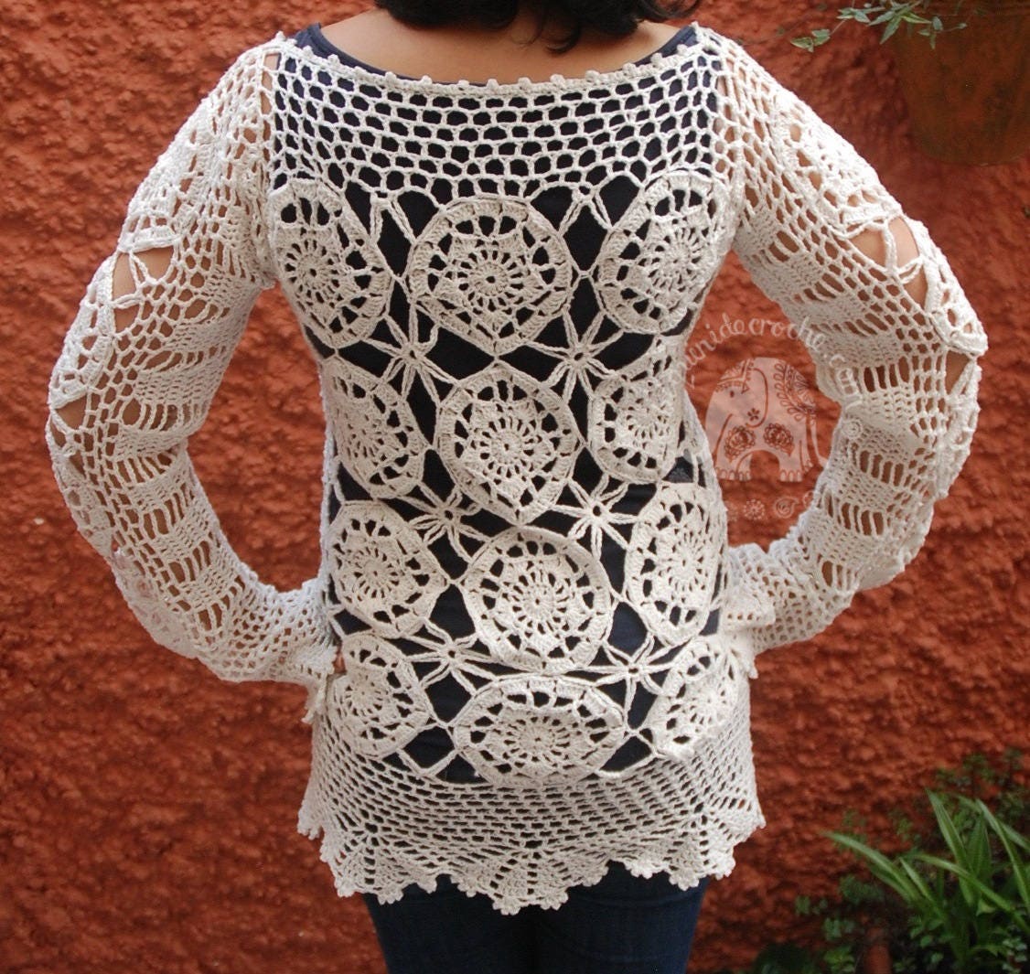 Solid Crochet Tunic Top main image 1
