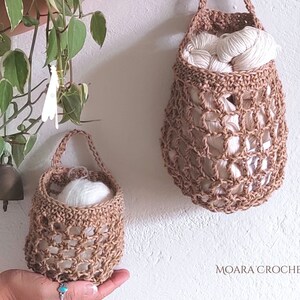 Crochet Hanging Basket PDF Pattern in two sizes step by step written photo tutorial image 8