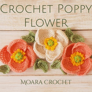 Crochet Poppy Flower Pattern - Step by step crochet flower pattern with written | photo tutorial.