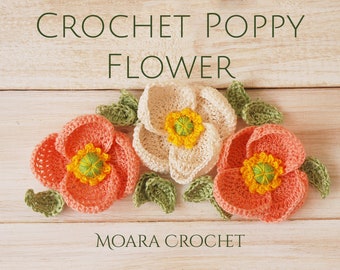 Crochet Poppy Flower Pattern - Step by step crochet flower pattern with written | photo tutorial.