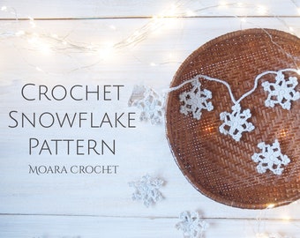 Crochet Snowflake Pattern - Perfect for Christmas tree decorations or as a Winter crochet garland. Full writtten photo tutorial.