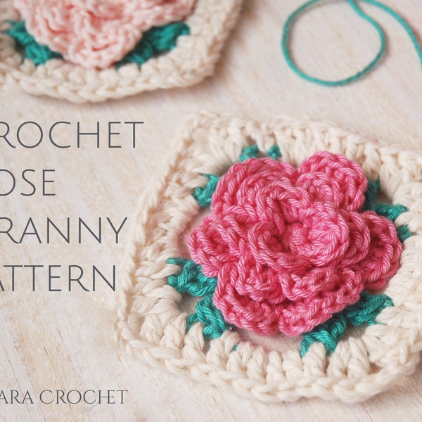 Crochet Rose Granny Square Pattern - Step by step crochet pattern tutorial with lots of photos.