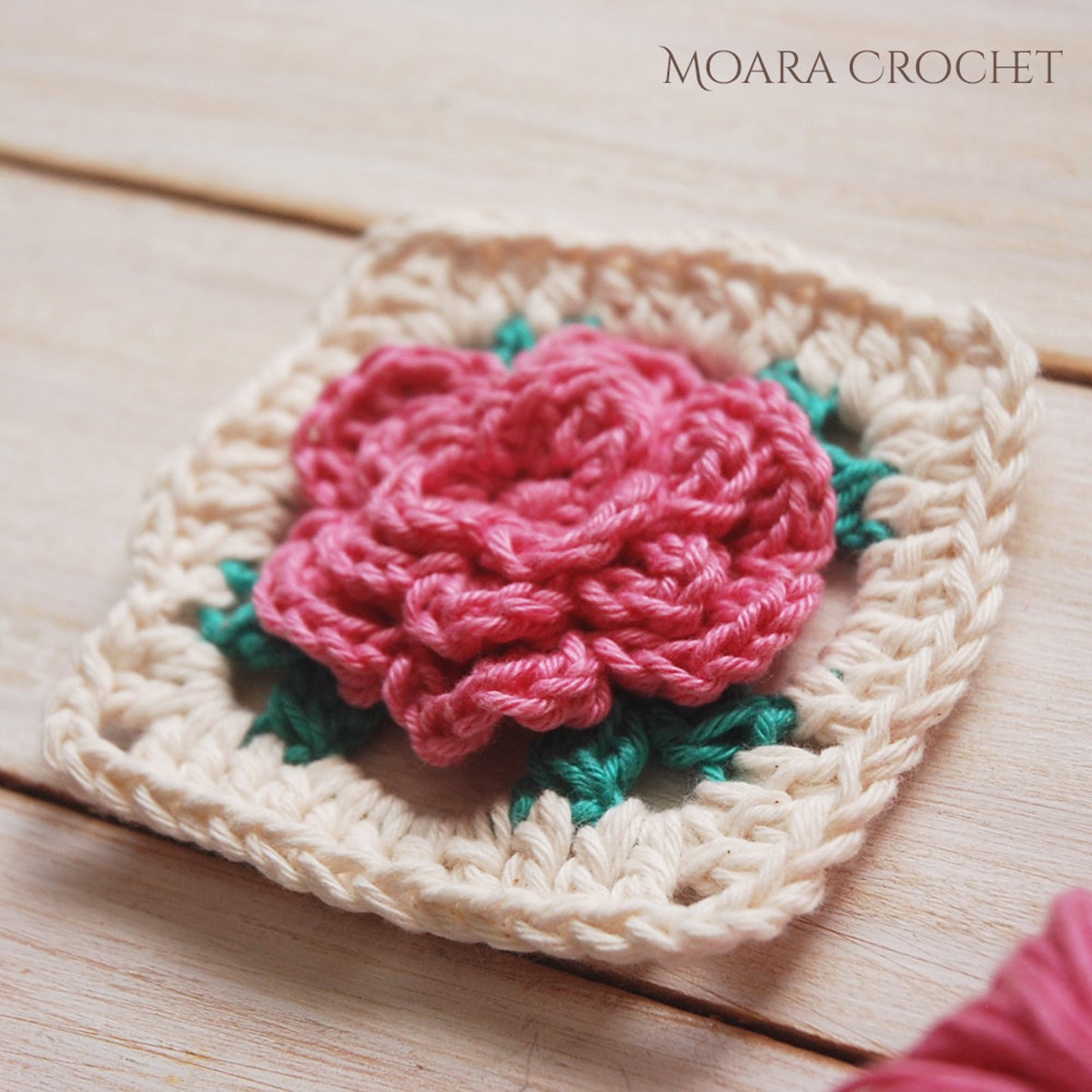 Crochet Rose Granny Square Pattern Step by Step Crochet Etsy UK