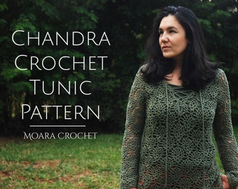 Chandra Crochet Tunic Pattern - Step by step written photo tutorial crochet PDF pattern. Bohemian crochet tunic perfect for any season.