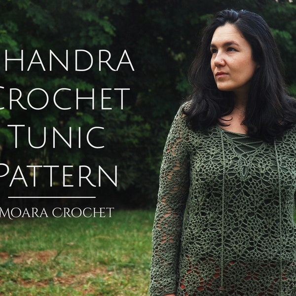 Chandra Crochet Tunic Pattern - Step by step written photo tutorial crochet PDF pattern. Bohemian crochet tunic perfect for any season.