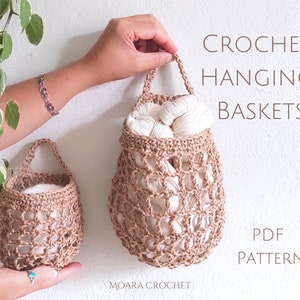 Crochet Hanging Basket PDF Pattern in two sizes step by step written photo tutorial image 5