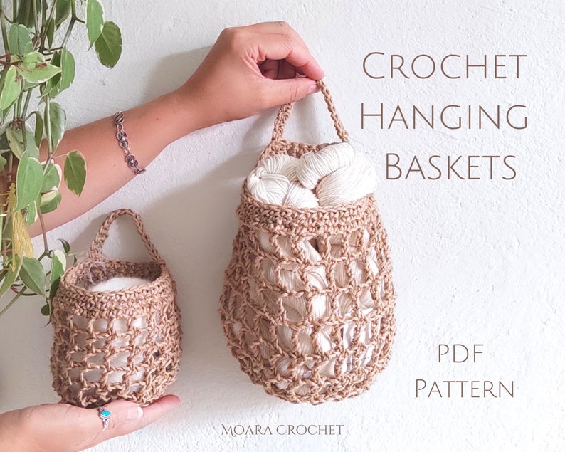 Crochet Hanging Basket PDF Pattern in two sizes step by step written photo tutorial image 5