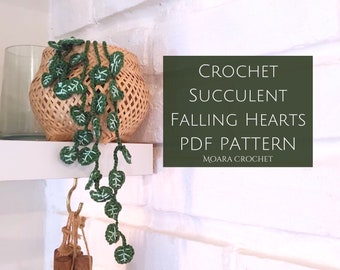 Crochet Succulent Falling Hearts Pattern - Step by step Crochet PDF, Pattern & video tutorial.
