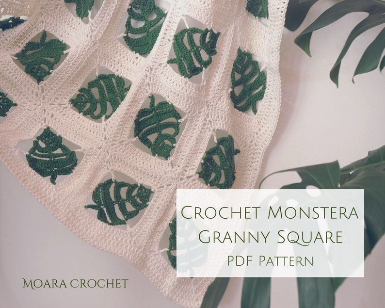 Crochet Monstera Pattern Monstera Granny square pattern & blanket including step by step written photo tutorial image 2