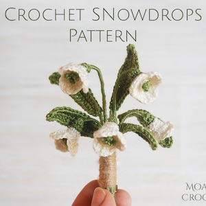 Crochet Snowdrops Flower Pattern - Step by step crochet flower and crochet leaf pattern with written | photo tutorial.