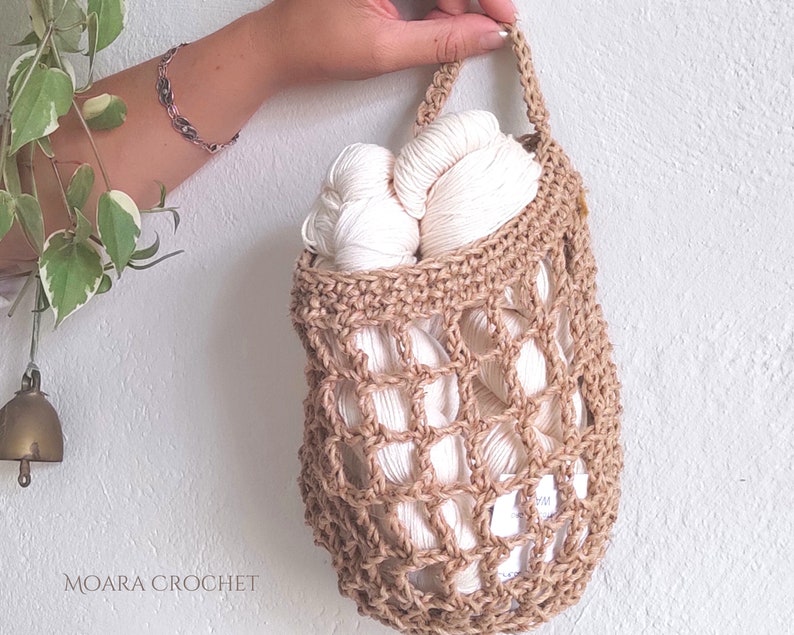 Crochet Hanging Basket PDF Pattern in two sizes step by step written photo tutorial image 4