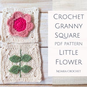 Crochet Granny Square Flower Pattern - Little Flower Step by step crochet pattern tutorial with lots of photos.
