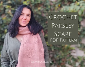 Patrón de bufanda de crochet / Perejil de vaca / Patrón de crochet en PDF Tutorial escrito paso a paso / tutorial fotográfico con notas en video.