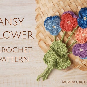Crochet Pansy Flower Pattern - Easy step by step crochet flower pattern with photos.