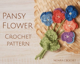 Crochet Pansy Flower Pattern - Easy step by step crochet flower pattern with photos.