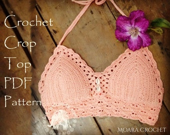 Crop Top Pattern | Crochet Pattern | Halter Top Pattern | Bralette Pattern | Crochet PDF | Crochet | Crochet Bralette | Crochet Top Pattern