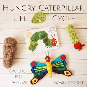 Crochet Caterpillar Life Cycle Play Set Pattern - The Very Hungry Caterpillar Amigurumi