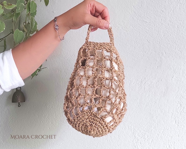 Crochet Hanging Basket PDF Pattern in two sizes step by step written photo tutorial image 7