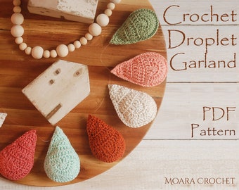 Droplet Garland | Crochet Pattern | Boho Nursery Garland | Nursery Garland | Droplet | Crochet Garland | Raindrops Garland | Crochet | DIY