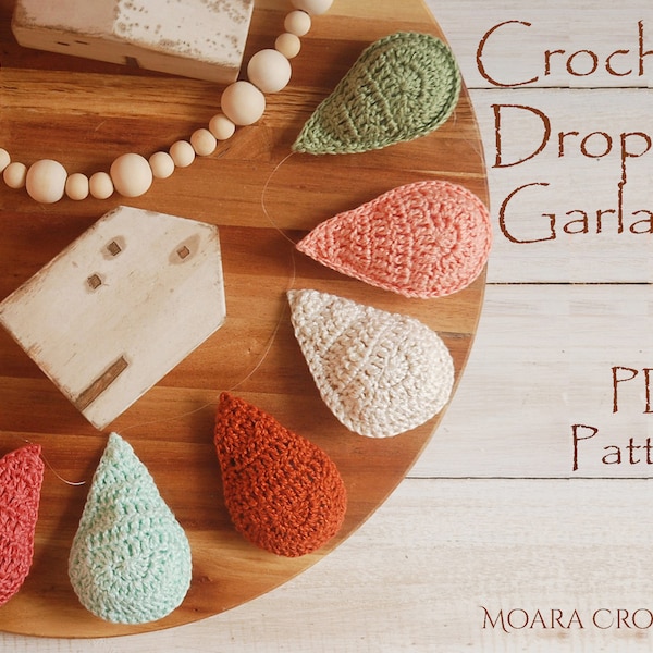 Droplet Garland | Crochet Pattern | Boho Nursery Garland | Nursery Garland | Droplet | Crochet Garland | Raindrops Garland | Crochet | DIY