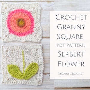 Modern Crochet Granny Square Flower Pattern - Sherbert Flower Step by step crochet pattern tutorial with lots of photos.