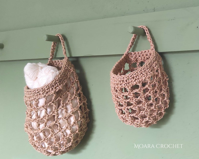 Crochet Hanging Basket PDF Pattern in two sizes step by step written photo tutorial image 6