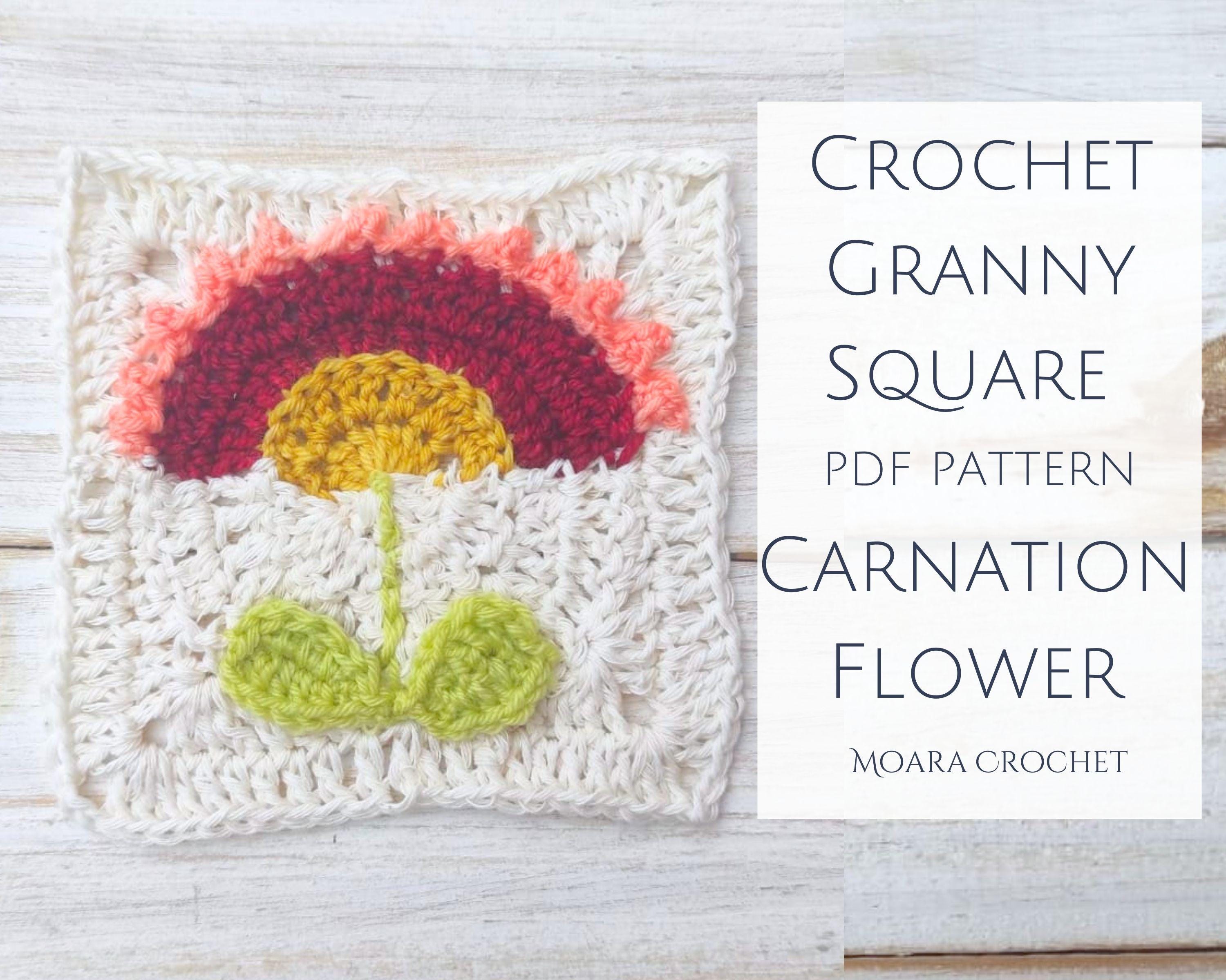 19 Carnation Crochet Patterns for Bouquets, Gifts, and Home Decor 6 Crochet Granny Square Flower