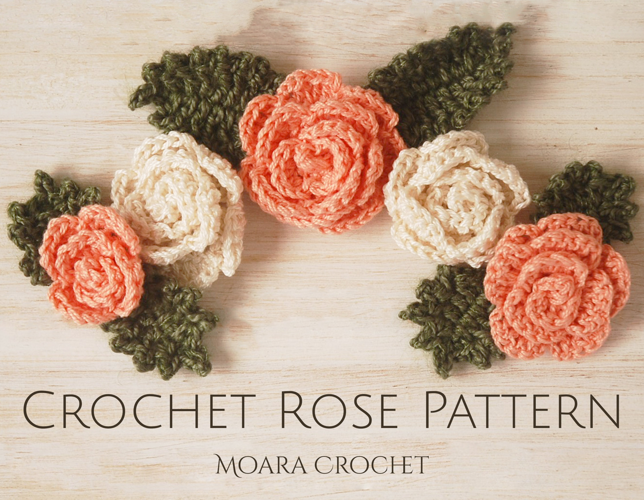 Crochet Rose Flower and Leaf Pattern Step by step crochet Etsy