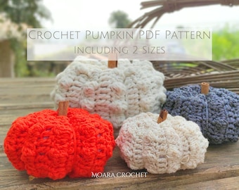 Easy Crochet Pumpkin Pattern - Including 2 sizes options. Step by step crochet pattern tutorial with lots of photos.