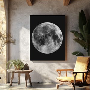 Full Moon Constellation Painting, Celestial Map Wall Art, Astrological Lunar Chart Fine Art Canvas Print Roll Framed Canvas