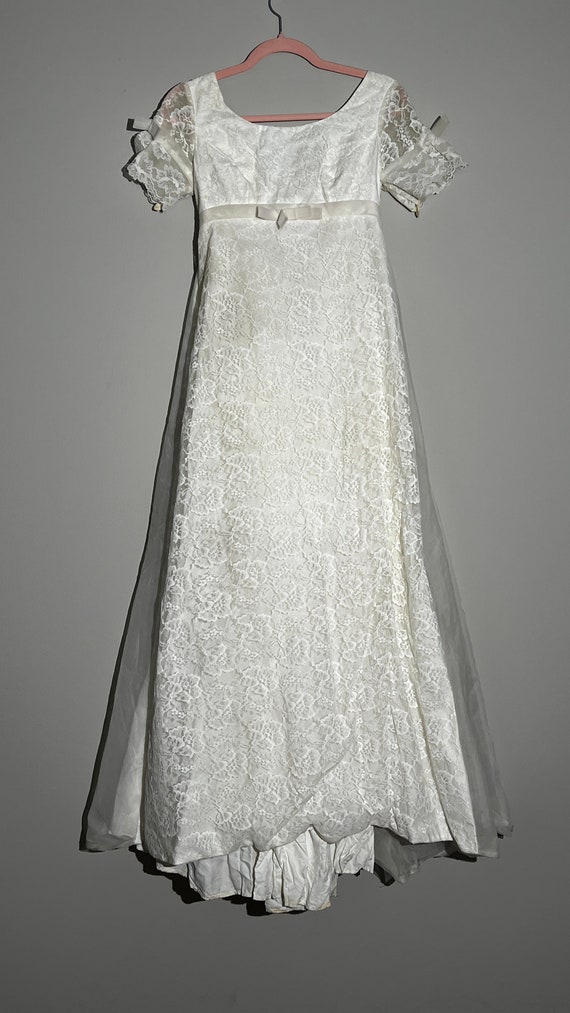 Vintage 1960s Mod White Lace Chiffon Wedding Dres… - image 2