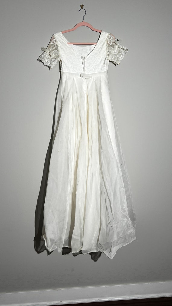 Vintage 1960s Mod White Lace Chiffon Wedding Dres… - image 9
