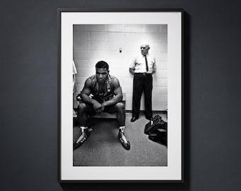 Mike Tyson Poster | Young Champion Locker Room Print | Vintage Boxing Wall Art | Black and White Sports Photography | Motivational Gym Decor