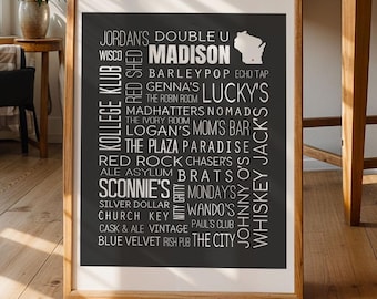 Madison Wisconsin College Bars Poster Druck | Geschenk