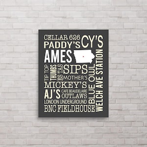 Ames Iowa Bars Print Poster | Gift