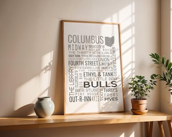 Columbus Ohio Bars Poster Print