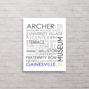 Nombres de calles de Gainesville Florida Póster