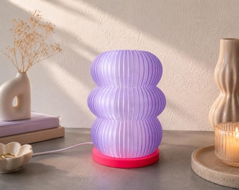 LAVIA – Wellenlampe in Lavendel & Pink | Moderne Design Tischleuchte