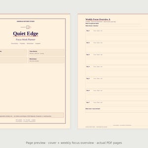 Quiet Edge Focus Week Planner — Undated Time-Block Printable