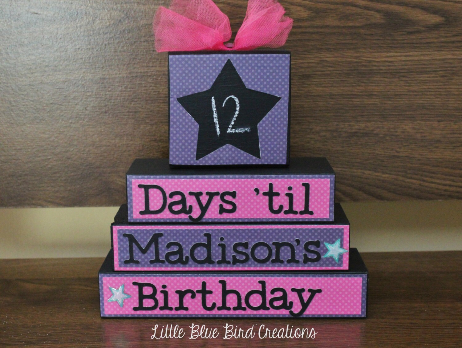 Chalkboard Birthday countdown wood blocks shelf sitter Etsy