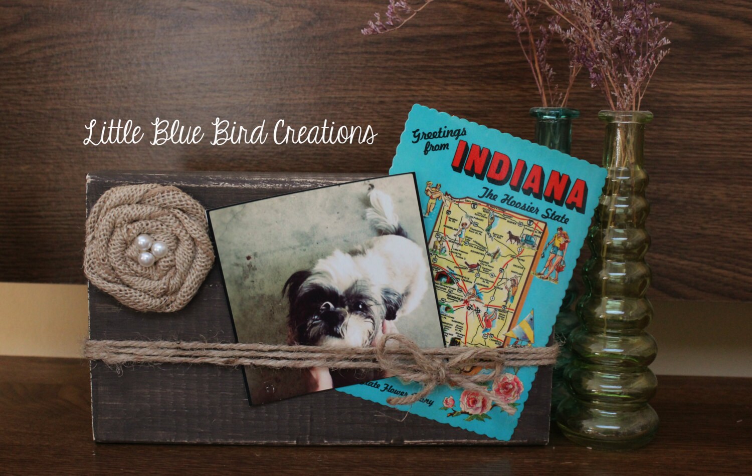 Rustic Wood Block Picture Frame burlap twine home decor Etsy