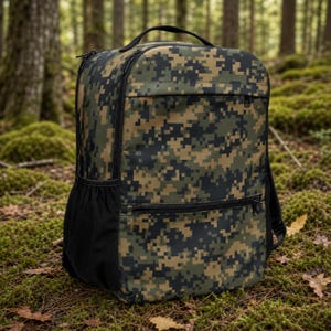 Mochila con estampado de camuflaje digital, mochila de día pixelada, bolsa táctica color oliva (resistente al agua)