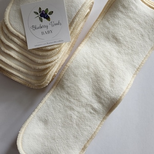 12 x 4 Hemp Diaper Inserts, Cloth Diaper Inserts /READY TO SHIP/ 2-ply Organic Hemp Cotton Fleece Reusable White Black Inserts