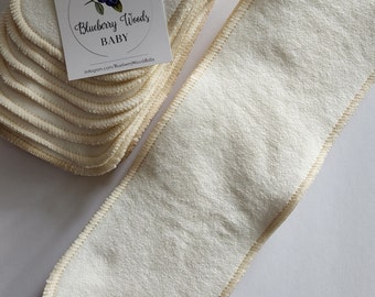 12 x 4 Hemp Diaper Inserts, Cloth Diaper Inserts /READY TO SHIP/ 2-ply Organic Hemp Cotton Fleece Reusable White Black Inserts