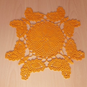 Tapete cuadrado naranja con mariposas, decoración rústica de Pascua, tapete de algodón de ganchillo, encaje vintage, decoración hogar