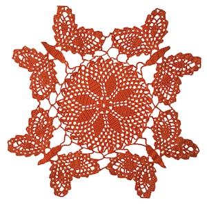 Tapete de ganchillo cuadrado con patrón de mariposas anaranjadas, decoración de primavera de Pascua, decoración rústica de granja vintage